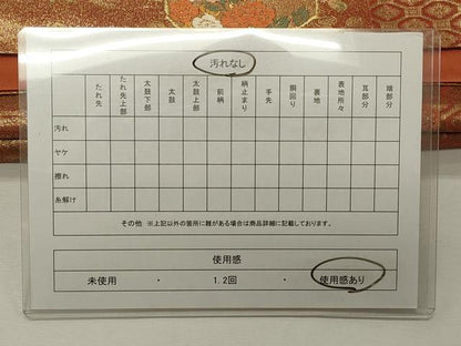 平和屋着物◎六通柄袋帯 唐織 舞蝶花文 金糸 正絹 逸品 CABD2159qe