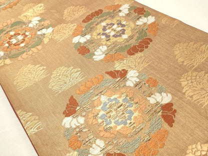 平和屋着物◎六通柄袋帯 作家物 天平丸紋 金糸 正絹 逸品 CABD2160qe