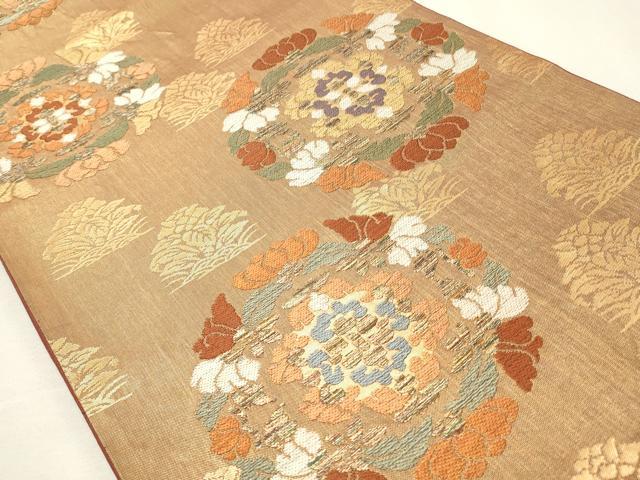 平和屋着物◎六通柄袋帯 作家物 天平丸紋 金糸 正絹 逸品 CABD2160qe