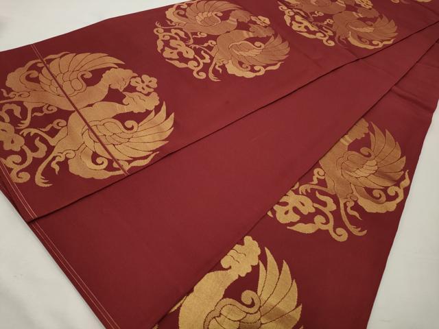 平和屋着物◎六通柄袋帯 双鳥花文 金糸 正絹 逸品 CABD2168qe
