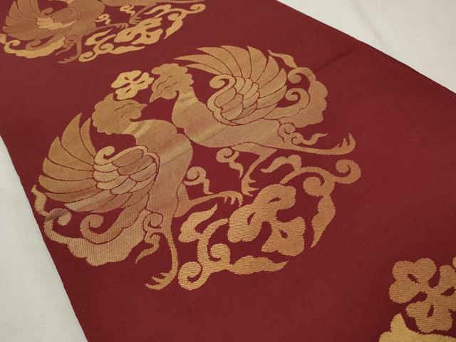 平和屋着物◎六通柄袋帯 双鳥花文 金糸 正絹 逸品 CABD2168qe
