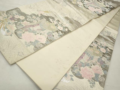 平和屋着物◎六通柄袋帯　唐織　京どんす　プラチナ二重箔　正絹　逸品　CABD2173qe