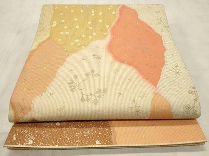 平和屋着物◎六通柄袋帯 舞花文 金銀彩 正絹 逸品 CABD2187qe