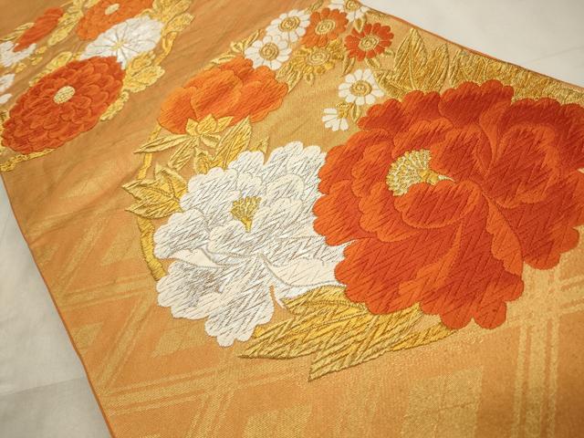 平和屋着物◎六通柄袋帯 唐織 草花文 金銀糸 正絹 逸品 CABD2196qe