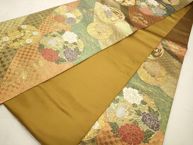 平和屋着物◎六通柄袋帯 花丸文 金銀糸 正絹 逸品 CABD2202qe