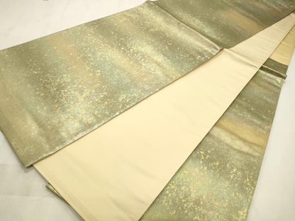 平和屋着物◎六通柄袋帯　霞文　引箔　正絹　逸品　CABD2212qe