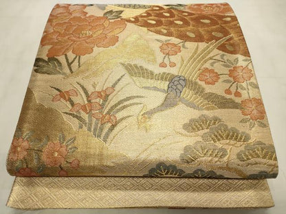 平和屋着物◎佐賀錦　六通柄袋帯　鳳凰花文　金糸　正絹　逸品　CABD2213qe