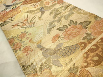 平和屋着物◎佐賀錦　六通柄袋帯　鳳凰花文　金糸　正絹　逸品　CABD2213qe