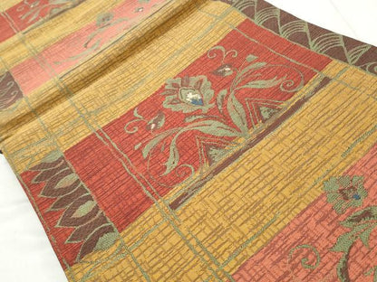 平和屋着物◎六通柄袋帯　更紗花文　正絹　逸品　CABD2218qe