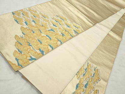 平和屋着物◎太鼓柄袋帯　唐織　枝松文　金銀糸　正絹　逸品　CABD2219qe