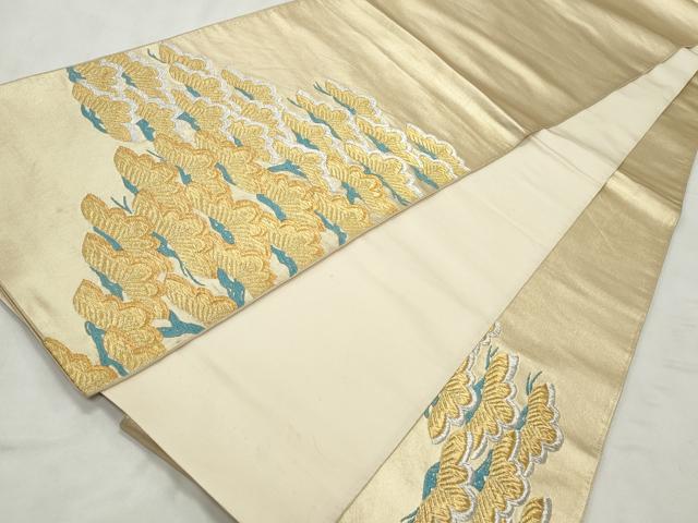 平和屋着物◎太鼓柄袋帯　唐織　枝松文　金銀糸　正絹　逸品　CABD2219qe