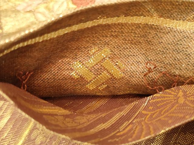 平和屋着物◎六通柄袋帯　唐織　雪輪花文　金糸　正絹　逸品　CABD2224qe