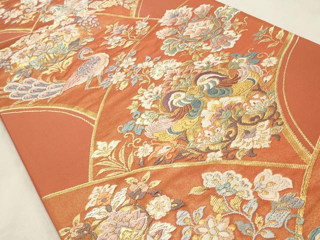 平和屋着物◎六通柄袋帯　唐織　鴛鴦花文　金銀糸　正絹　逸品　CABD2230qe