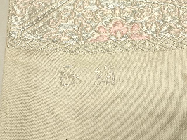 平和屋着物◎六通柄袋帯　唐織　吉祥花文　銀糸　正絹　逸品　CABD2242qe