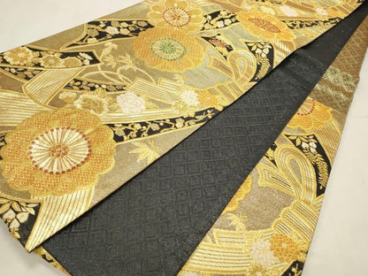 平和屋着物◎六通柄袋帯 彩詩 金糸 正絹 逸品 CABD2250qe