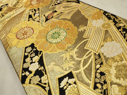 平和屋着物◎六通柄袋帯 彩詩 金糸 正絹 逸品 CABD2250qe