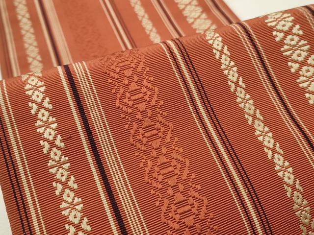 平和屋着物◎本場筑前博多織 半幅帯 献上 証紙付き 正絹 逸品 CABD2259qe
