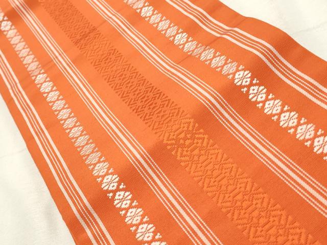 平和屋着物◎本場筑前博多織 半幅帯 献上 証紙付き 正絹 逸品 CABD2266qe