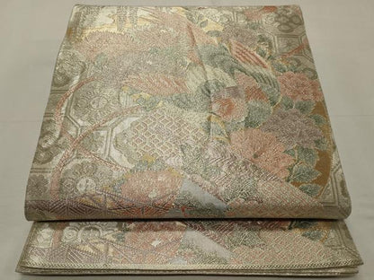 平和屋着物◎佐賀錦 六通柄袋帯 鳳凰花文 金銀糸 正絹 逸品 CABD2272qe