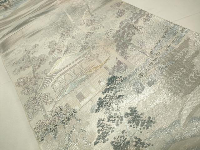 平和屋着物◎六通柄袋帯　錦袋嵯峨野　銀糸　正絹　逸品　CABD2275qe