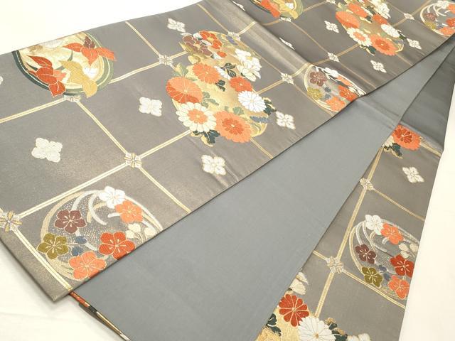 平和屋着物◎六通柄袋帯 唐織 花丸文 金銀糸 正絹 逸品 CABD2284qe