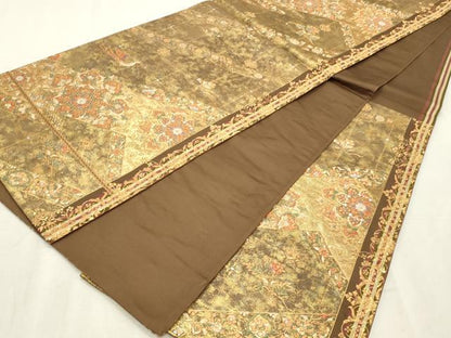 平和屋着物◎六通柄袋帯 唐織 花鳥文 金銀糸 正絹 逸品 CABD2299qe