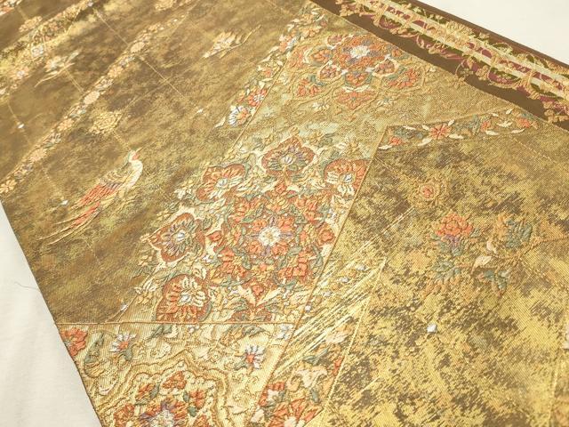 平和屋着物◎六通柄袋帯 唐織 花鳥文 金銀糸 正絹 逸品 CABD2299qe