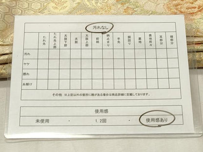 平和屋着物◎佐賀錦　六通柄袋帯　束ね熨斗花車文　金糸　正絹　逸品　CABD2301qe