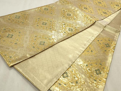 平和屋着物◎佐賀錦　六通柄袋帯　花菱文　金糸　正絹　逸品　CABD2303qe