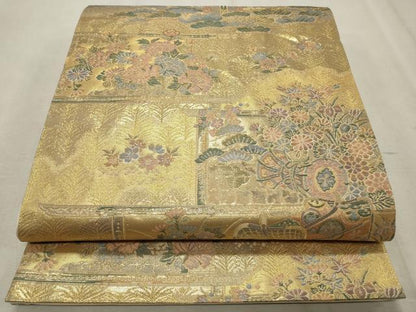 平和屋着物◎六通柄袋帯 翔鸞錦 金糸 正絹 逸品 CABD2305qe
