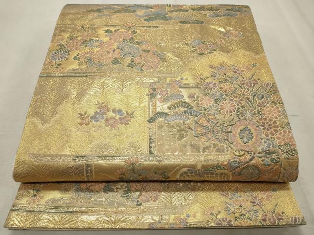 平和屋着物◎六通柄袋帯 翔鸞錦 金糸 正絹 逸品 CABD2305qe