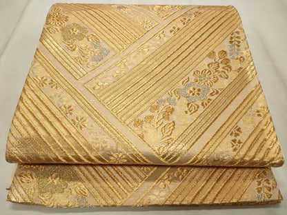 平和屋着物◎六通柄袋帯 檜垣花文 金銀糸 正絹 逸品 CABD2310qe
