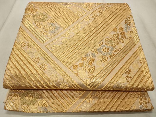 平和屋着物◎六通柄袋帯 檜垣花文 金銀糸 正絹 逸品 CABD2310qe