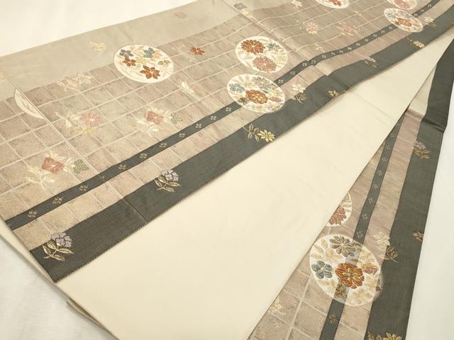 平和屋着物◎六通柄袋帯　花丸文　金糸　正絹　逸品　CABD2311qe