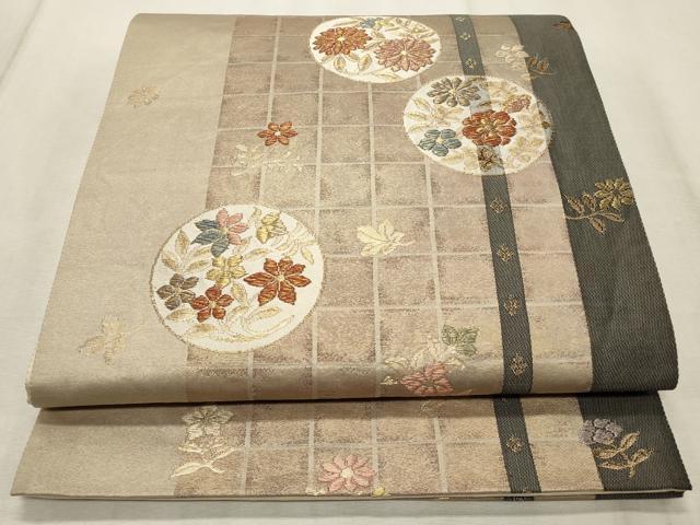 平和屋着物◎六通柄袋帯　花丸文　金糸　正絹　逸品　CABD2311qe