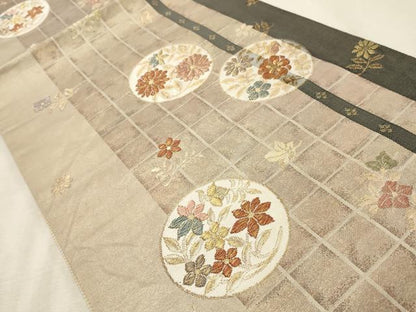 平和屋着物◎六通柄袋帯　花丸文　金糸　正絹　逸品　CABD2311qe