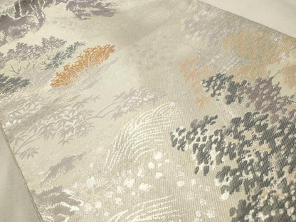 平和屋着物◎六通柄袋帯 風景文 都つづれ 銀糸 正絹 逸品 CABD2316qe