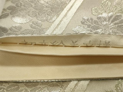 平和屋着物◎六通柄袋帯 風景文 プラチナ箔 正絹 逸品 CABD2323qe