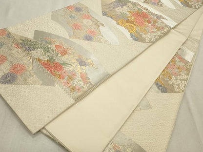 平和屋着物◎六通柄袋帯 唐織 花車文 金銀糸 正絹 逸品 CABD2324qe