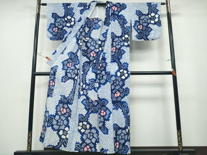 平和屋着物∴夏物 浴衣 有松鳴海絞り 枝牡丹文 綿 逸品 CABD2402ng