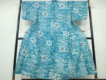 平和屋着物∴夏物　浴衣　有松鳴海絞り　菊唐草文　綿　逸品　CABD2405ng