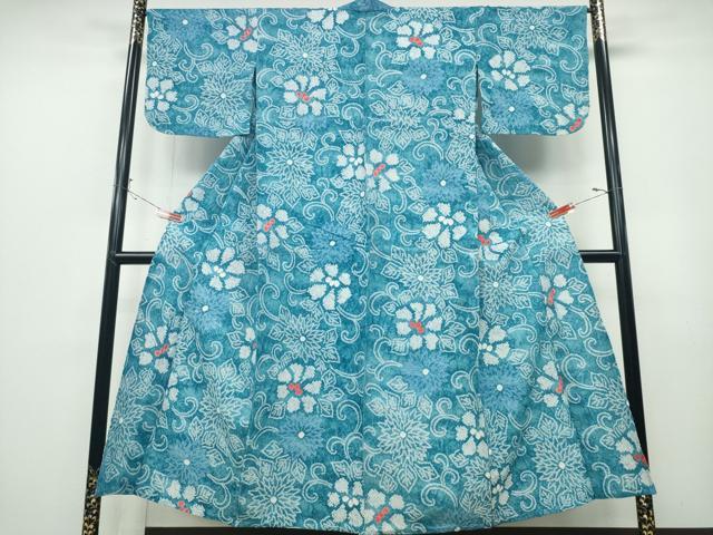 平和屋着物∴夏物　浴衣　有松鳴海絞り　菊唐草文　綿　逸品　CABD2405ng
