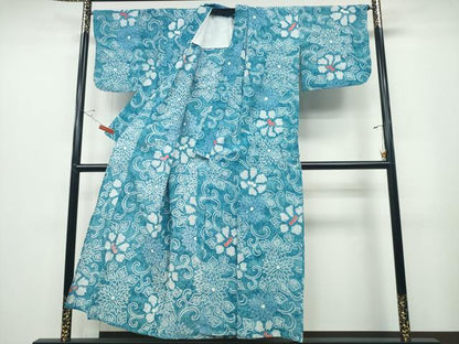 平和屋着物∴夏物　浴衣　有松鳴海絞り　菊唐草文　綿　逸品　CABD2405ng
