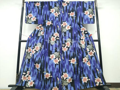平和屋着物∴夏物 浴衣 百合 毬 舞花文 綿 逸品 未使用 CABD2411ng