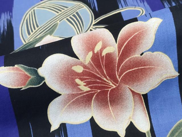 平和屋着物∴夏物 浴衣 百合 毬 舞花文 綿 逸品 未使用 CABD2411ng