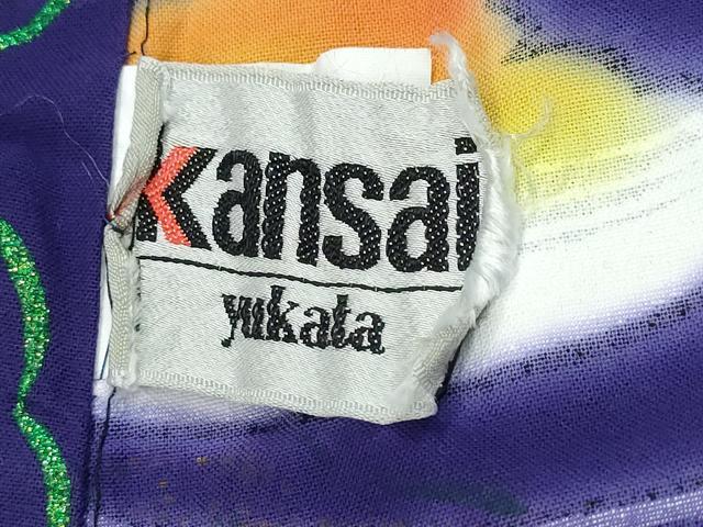 平和屋着物∴夏物　世界的ファッションデザイナー　山本寛斎　kansaiブランド　浴衣　舞蝶文　ラメ　綿　逸品　CABD2413ng
