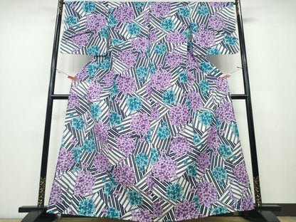 平和屋着物∴夏物 浴衣 紫陽花 綿麻 逸品 CABD2414ng