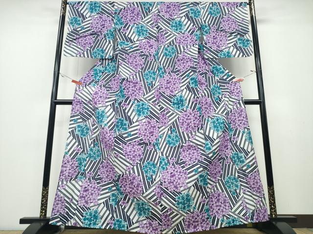平和屋着物∴夏物 浴衣 紫陽花 綿麻 逸品 CABD2414ng