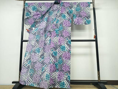 平和屋着物∴夏物 浴衣 紫陽花 綿麻 逸品 CABD2414ng