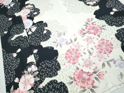 平和屋着物∴夏物 浴衣 綿紅梅 舞桜 ラメ 綿 逸品 CABD2415ng